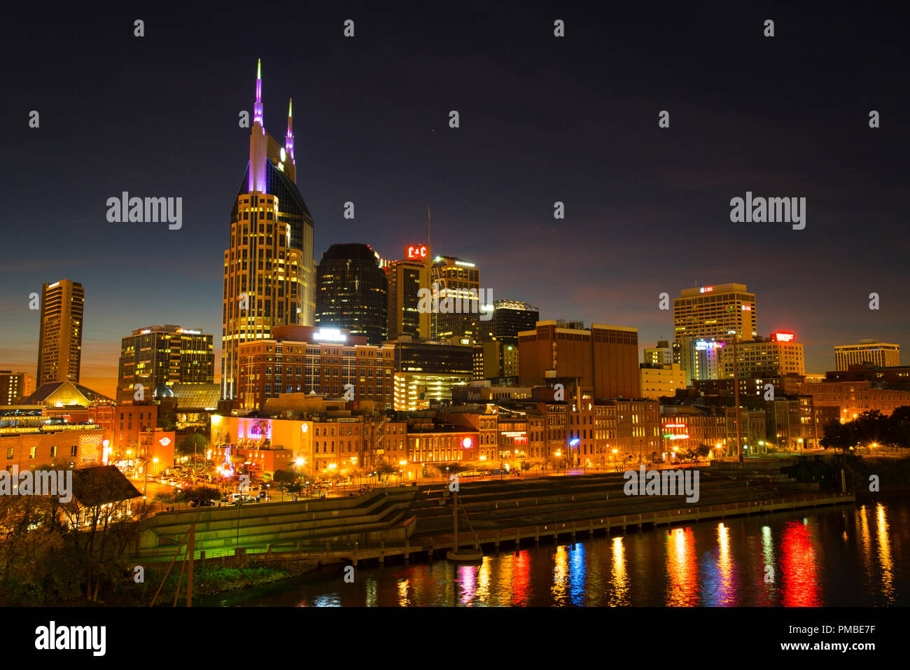 Nashville skyline at night. Nashville, Tennessee. Banque D'Images