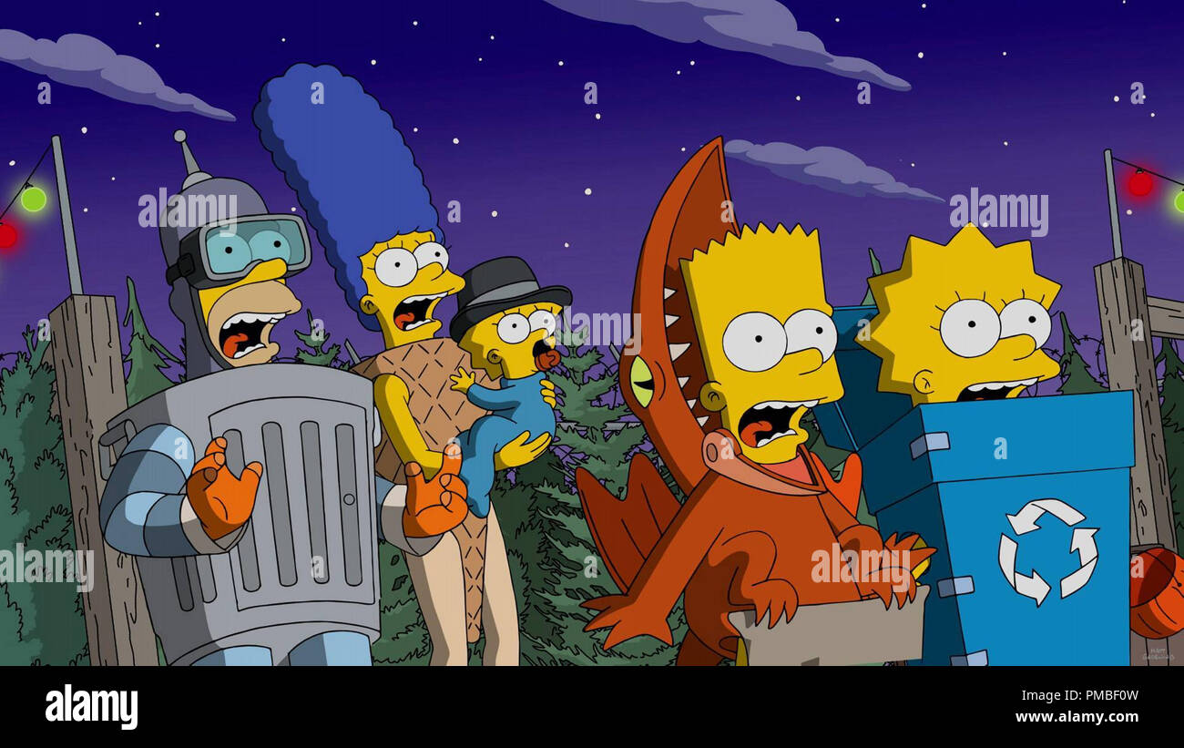 Homer Simpson, Marge Simpson, Maggie Simpson, Bart Simpson, Lisa Simpson, 'Les Simpsons' saison 28 (2017) Fox Broadcasting Co. Banque D'Images