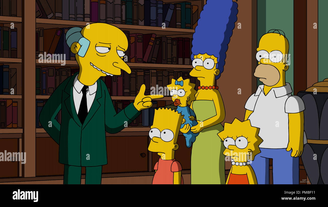M. Burns, Bart Simpson, Maggie SImpson, Marge Simpson, Lisa Simpson, Homer Simpson, 