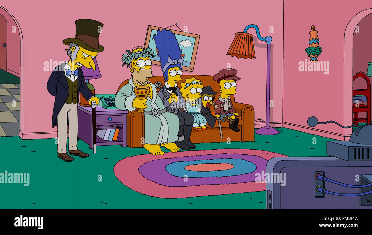M. Burns, Homer Simpson, Marge Simpson, Lisa Simpson, Maggie Simpson, Bart Simpson, 'Les Simpsons' saison 28 (2017) Fox Broadcasting Co. Banque D'Images
