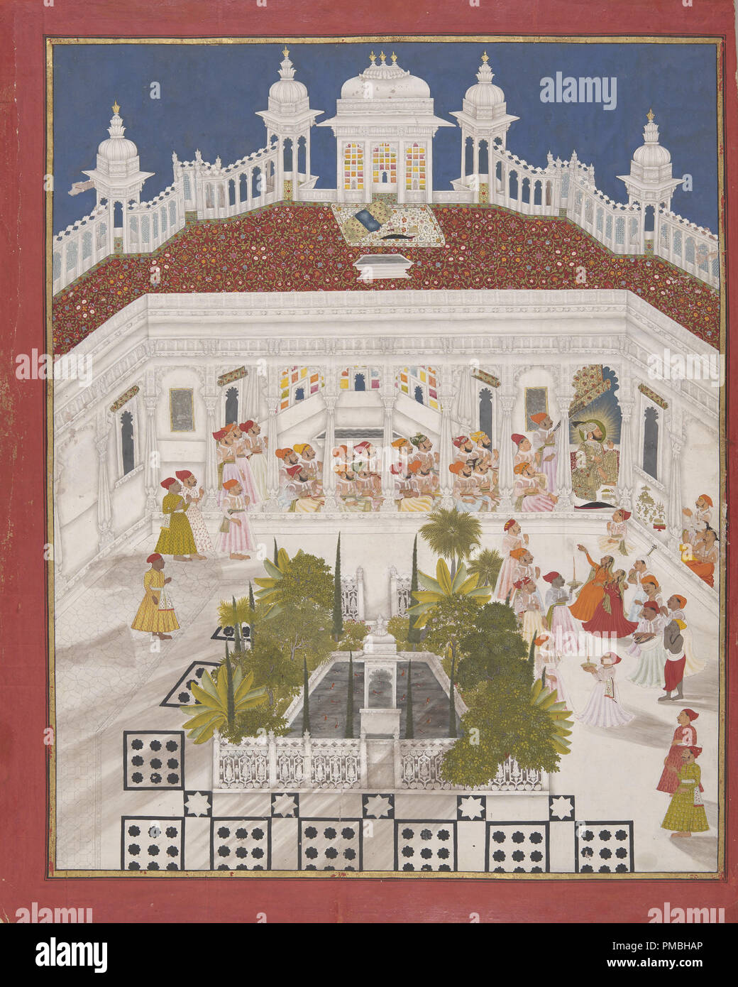 M Ari Singh exécute Puja dans Amar Vilas. Date/période : 1765. / Peinture Peinture Aquarelle. Aquarelle opaque et d'or sur papier. Hauteur : 68 cm (26,7 in) ; largeur : 53 cm (20,8 in). Auteur : Artiste inconnu. Anonyme. Banque D'Images