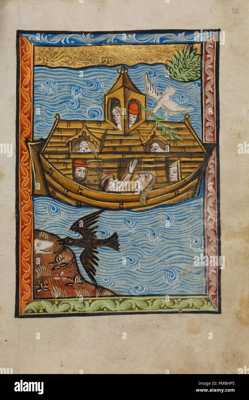 Arche de Noé Date/Période : 15e siècle. Folio. Couleurs Tempera et feuille d'or sur du parchemin. Hauteur : 119 mm (4,68 in) ; Largeur : 170 mm (6,69 in). Auteur : Inconnu. Banque D'Images