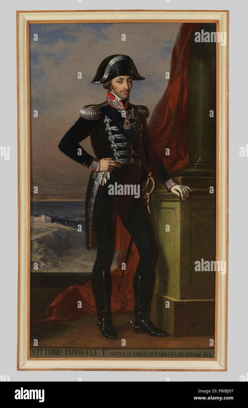 Ritratto di Vittorio Emanuele I. Date/Période : 1840/1860. La peinture. Peinture à l'huile. Largeur : 117 cm. Hauteur : 202 cm. Author : Tommaso Lorenzone. Anonyme. Banque D'Images