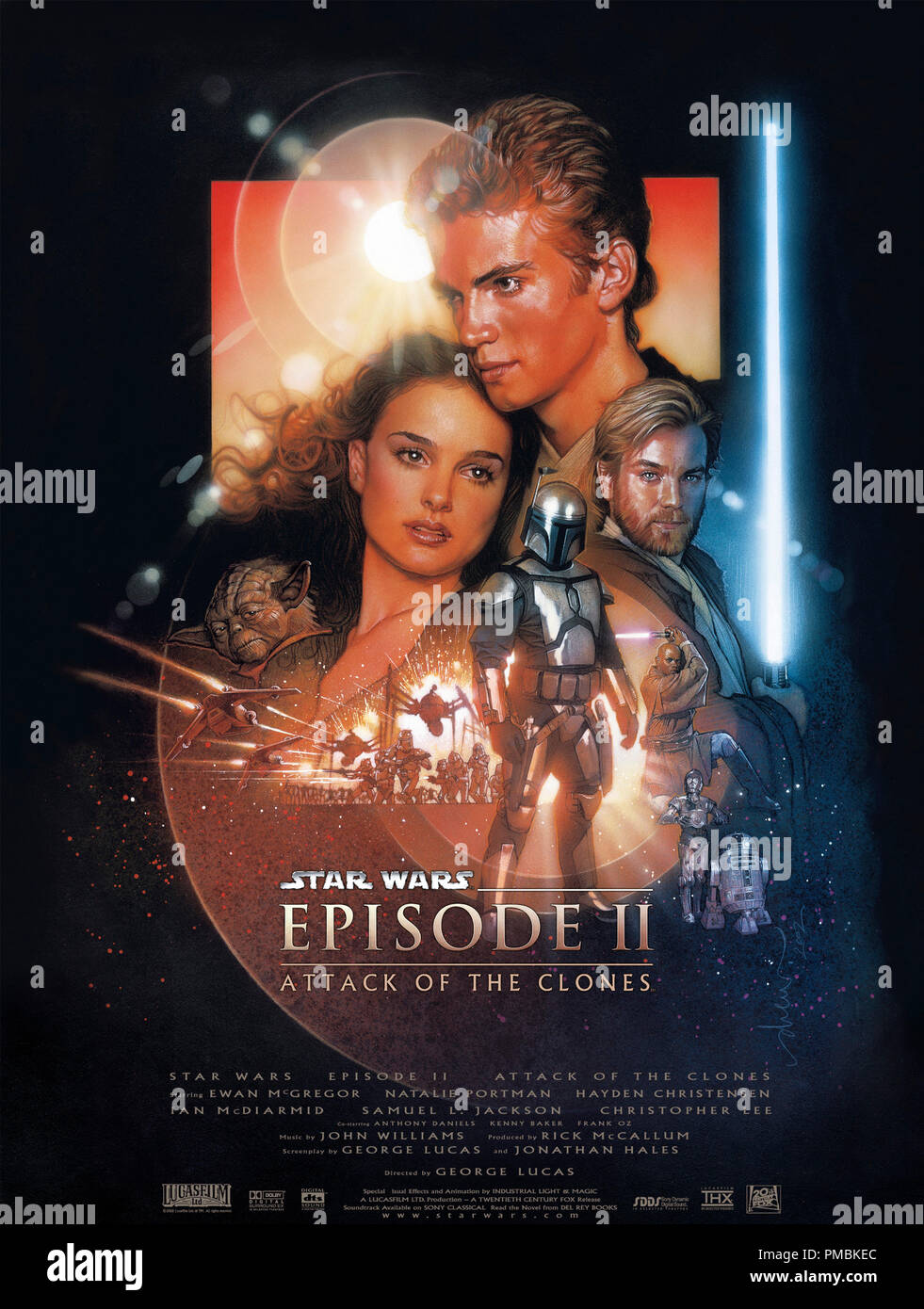 Pour l'affiche de "Star Wars Episode II : l'Attaque des Clones' (2002) Banque D'Images