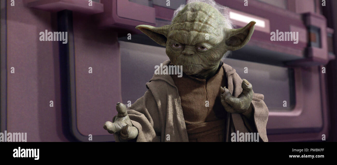 Le Maître Jedi Yoda sait qu'il y a des moments où être un wonÕt juste pacifiste travailler dans Star Wars : Épisode III - La Revanche des Sith. TM & © 2005 Lucasfilm Ltd. Tous droits réservés. Banque D'Images