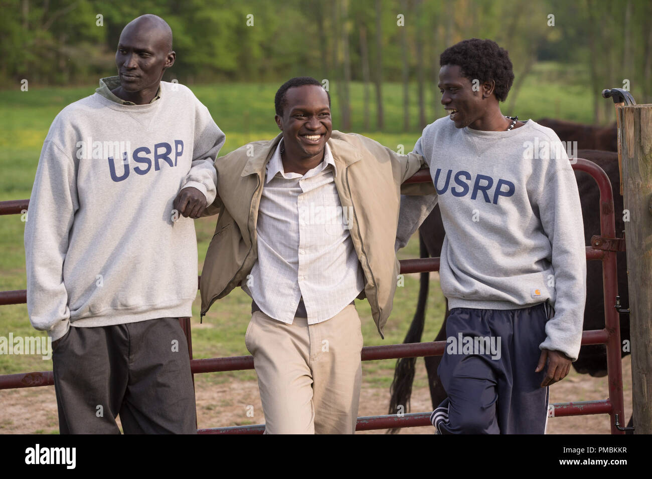 Jérémie-GER DUANY, Mamere Deng-ARNOLD OCENG, Paul-EMMANUEL JAL dans 'le bon mensonge" (2014) Banque D'Images