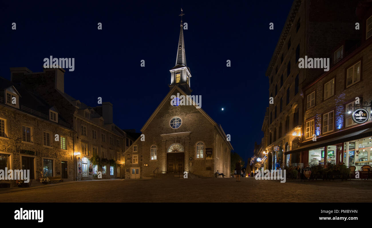 Notre-Dame-des-Victoires Église catholique, achevé en1723, Palais Royal dans la basse-ville de Québec est la plus ancienne église de pierre en Amérique du Nord. Banque D'Images