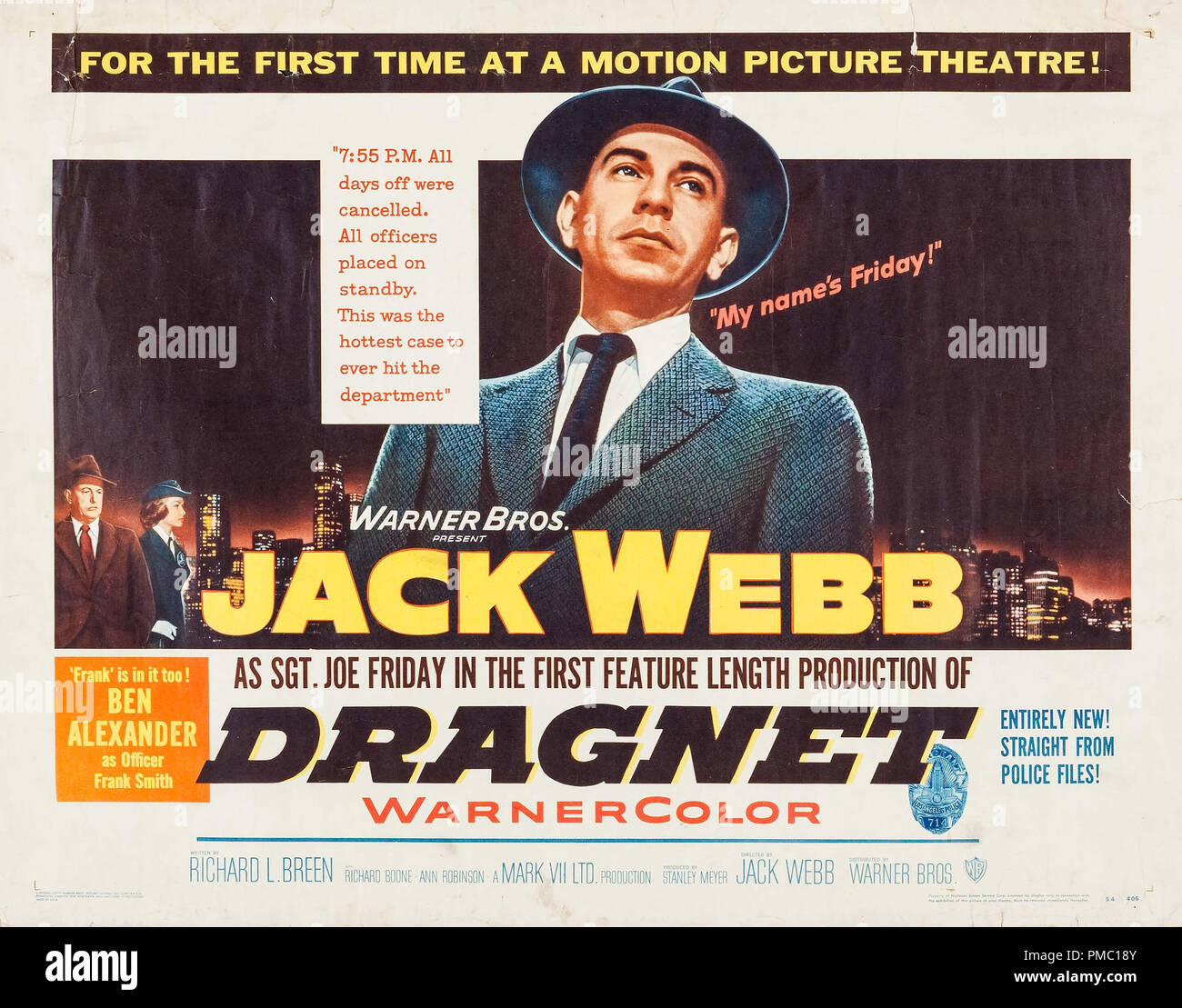 Jack Webb, Dragnet (Warner Brothers, 1954). Référence de dossier de carte Hall 33595 260THA Banque D'Images