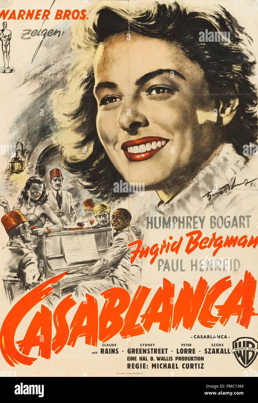 Ingrid Bergman, Casablanca, 1942 (réédition 1952). Référence de fichier affiche #  33595 280THA Banque D'Images