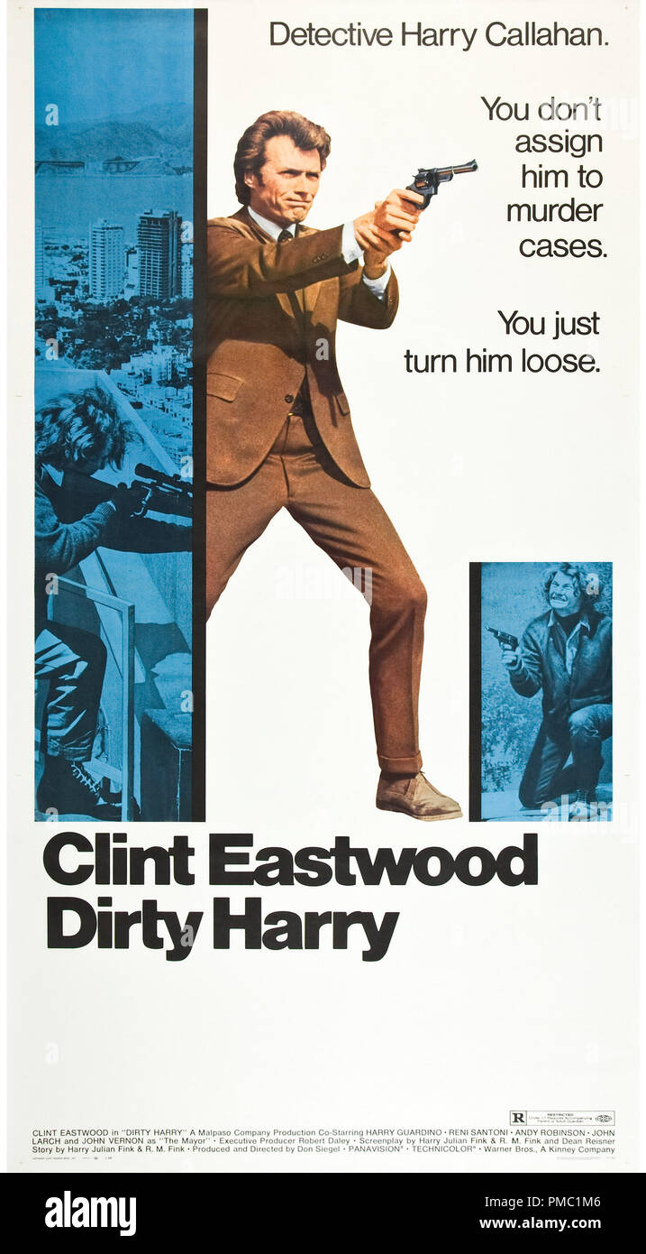 Clint Eastwood, l'Inspecteur Harry (Warner Brothers, 1971). Référence de fichier affiche #  33595 576 THA Banque D'Images