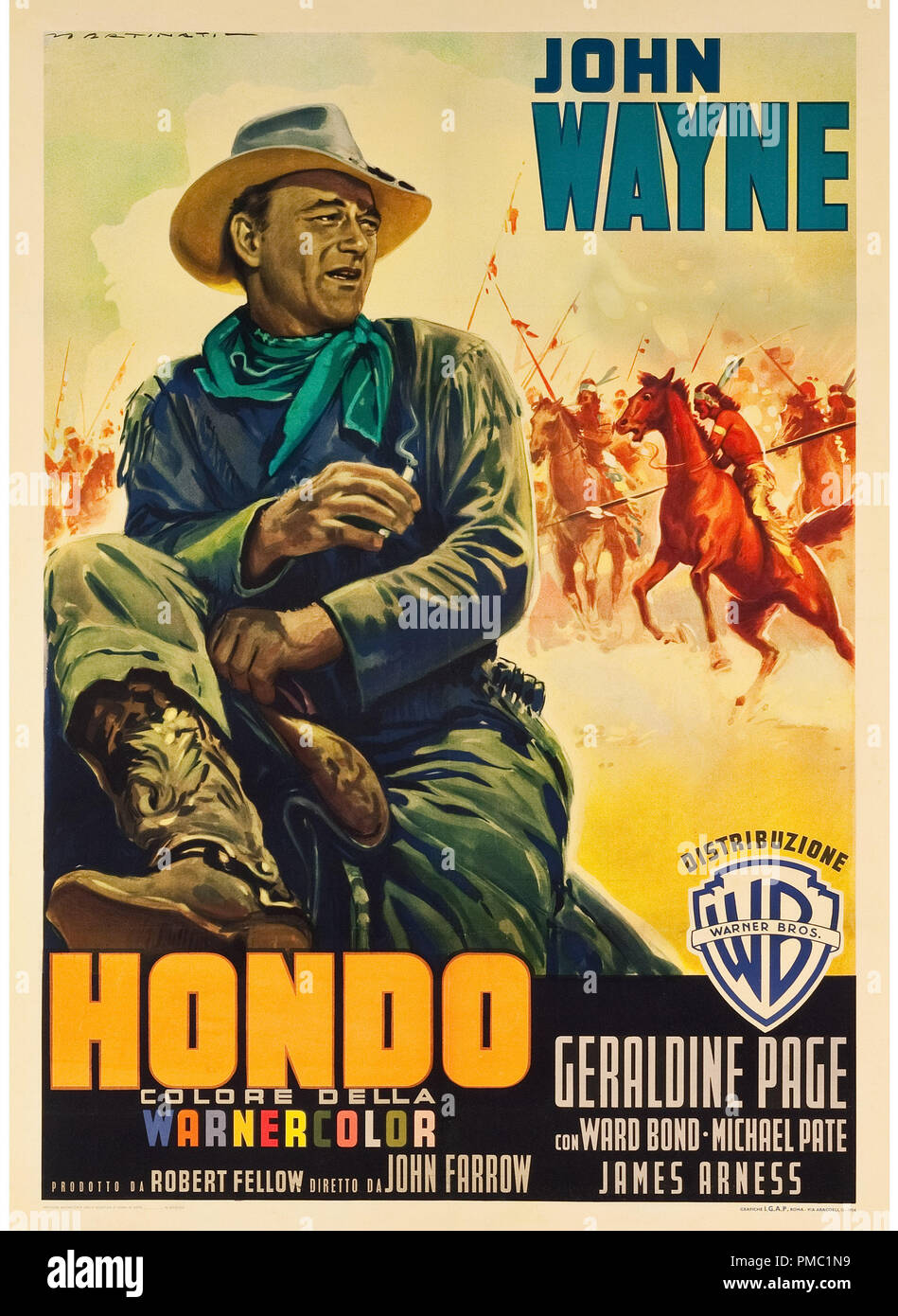 John Wayne, Hondo (Warner Brothers, 1954). Référence de dossier Affiche italienne 33595 607THA Banque D'Images