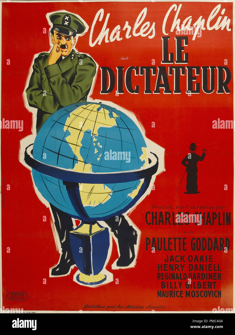 Charles Chaplin, le Dictateur, 1940 (United Artists, réédition 1950). Référence du fichier de l'affiche française #  33595 752THA Banque D'Images