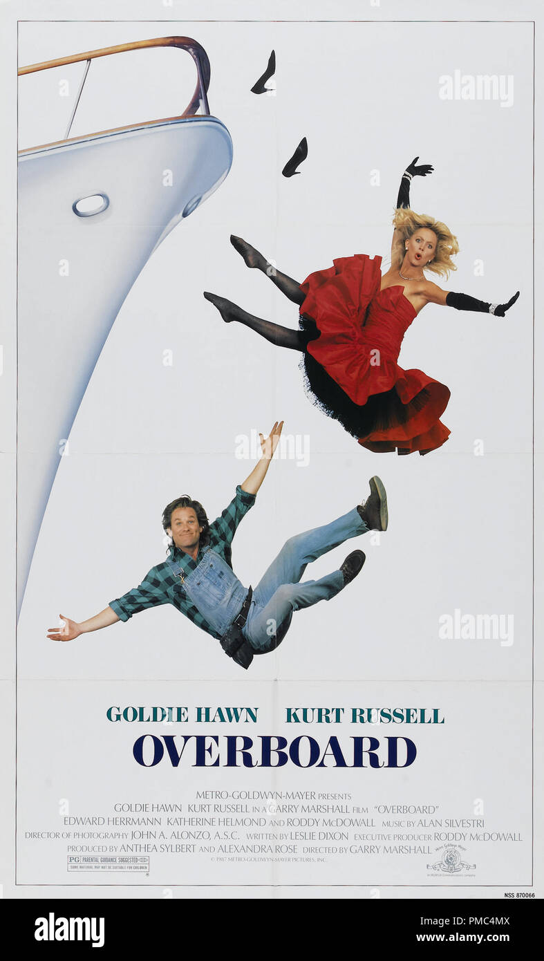 Goldie Hawn, Kurt Russell, par-dessus bord (MGM/UA, 1987). Référence de fichier affiche #  33595 881THA Banque D'Images