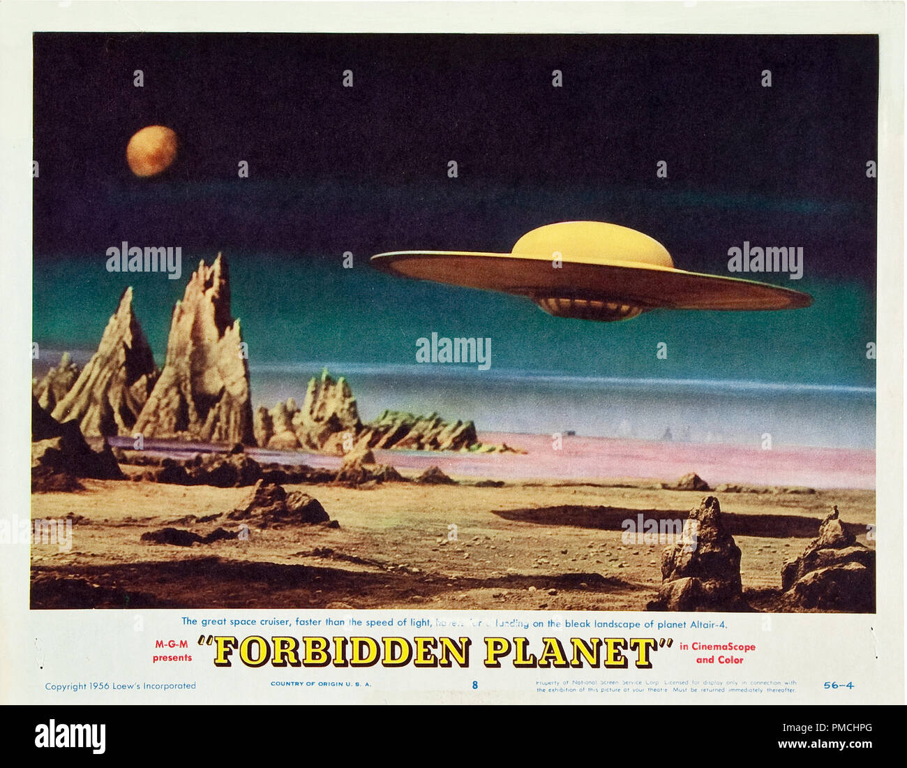 Walter Pidgeon, Anne Francis, Leslie Nielsen, Planète interdite (MGM, 1956). Référence de dossier de carte Hall 33636 691THA Banque D'Images