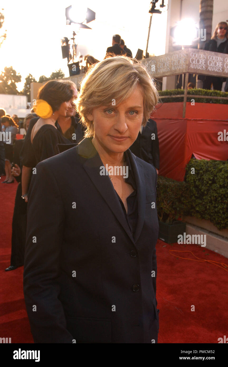 Les arrivées à la 61e 'Golden Globe Awards' 01-25-2004 Ellen Degeneres, qui a eu lieu au Beverly Hilton Hotel à Beverly Hills, CA. Référence de fichier #  1079 012PLX pour un usage éditorial uniquement - Banque D'Images