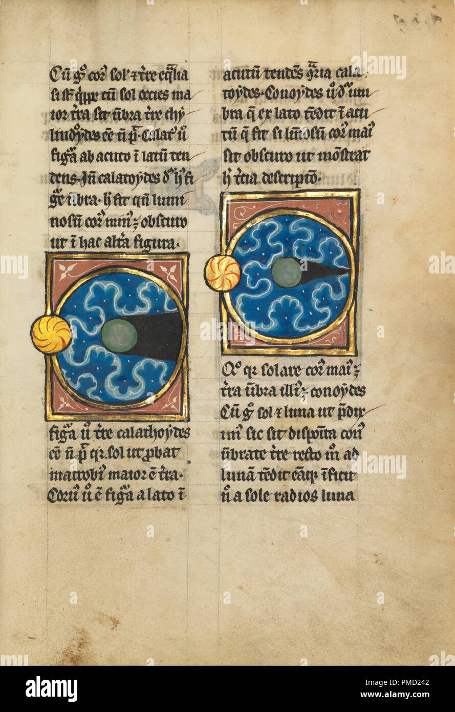 Deux diagrammes avec le soleil et la Lune. Date/Période : Quatrième trimestre de 13e siècle (après 1277). Folio. Température de couleurs, encre et plume, feuille d'or et d'or de la peinture sur parchemin. Hauteur : 233 mm (9,17 in) ; Largeur : 164 mm (6,45 in). Auteur : Inconnu. Banque D'Images