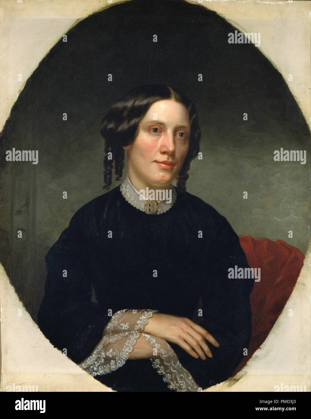 Harriet Beecher Stowe. Date/période : 1853. La peinture. Huile sur toile. Hauteur : 864 mm (34.01 in) ; Largeur : 686 mm (27 in). Auteur : Alanson Fisher. Fisher, Alanson. Banque D'Images