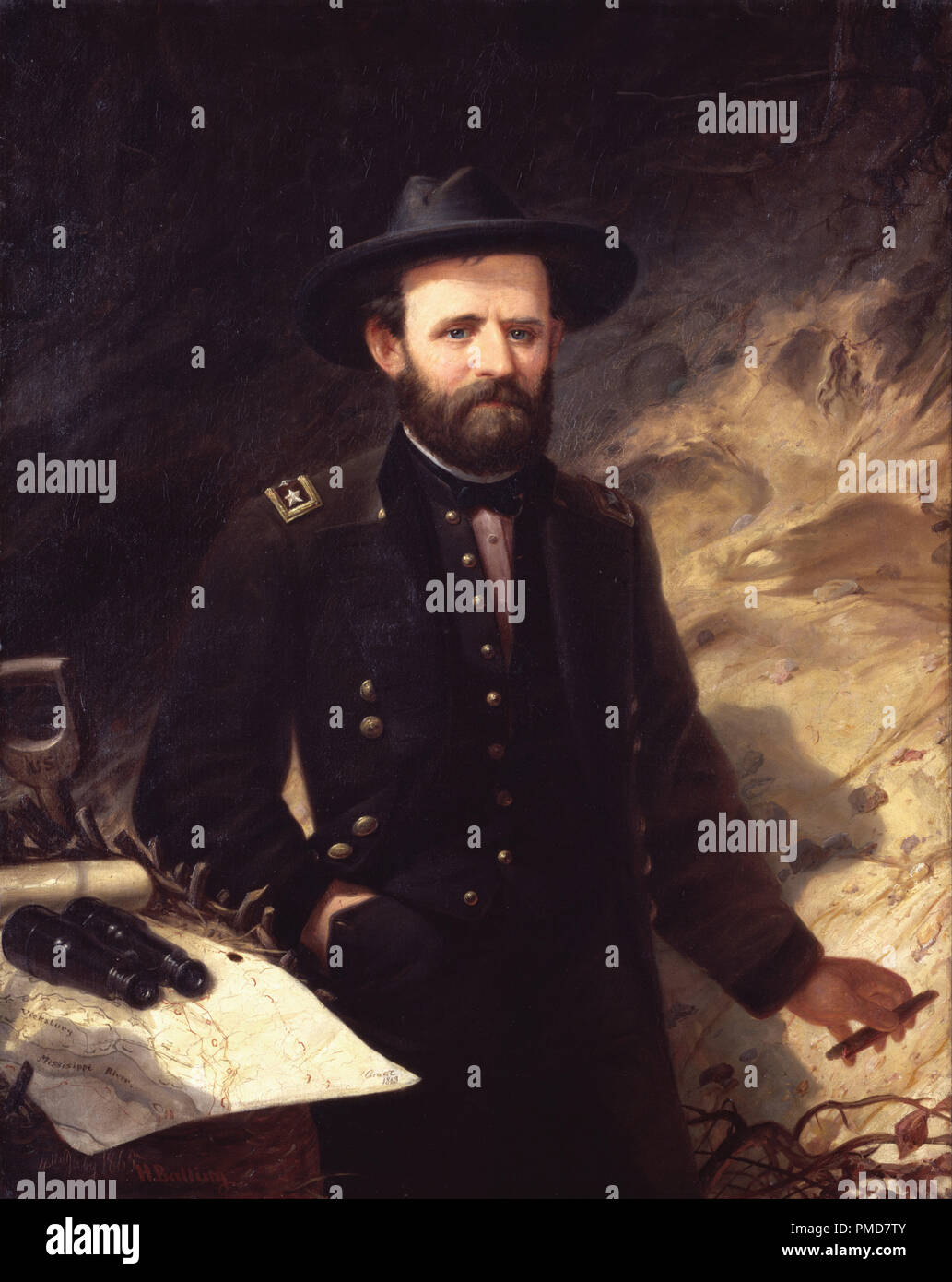 Ulysses S. Grant. Date/période : 1865. La peinture. Huile sur toile. Hauteur : 1 203 mm (47,36 po) ; Largeur : 946 mm (37,24 po). Auteur : Ole Peter HANSEN BALLING. Banque D'Images