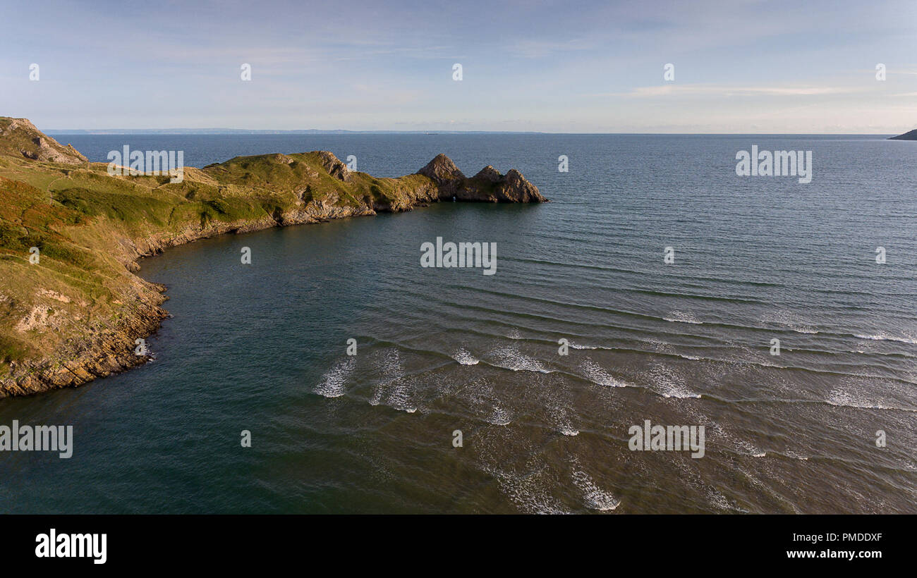 À marée pleine trois falaises Bay South Wales Banque D'Images