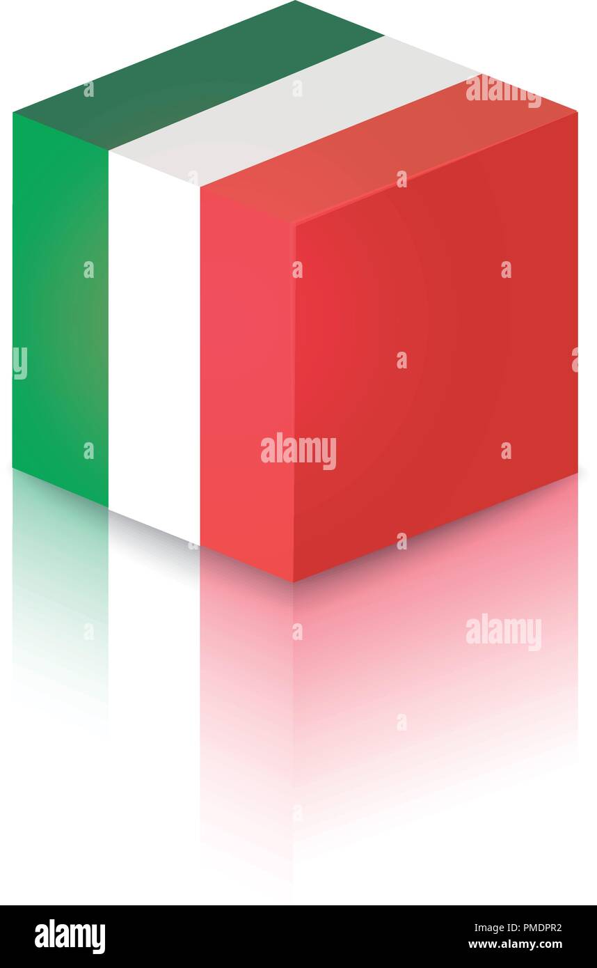Cube dans des couleurs du drapeau national italien - Clipart vecteur illustration pour la décoration des entreprises de voyage et Tours. Illustration de Vecteur
