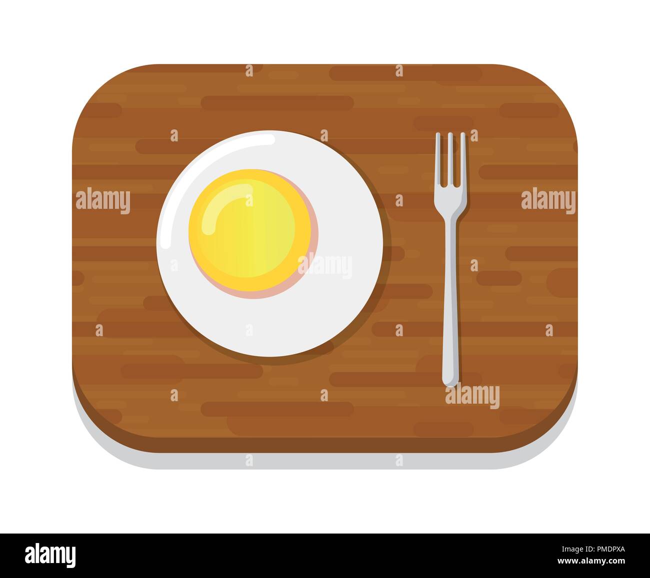 Omelette de vecteur sur planche à découper en bois isolé Illustration de Vecteur