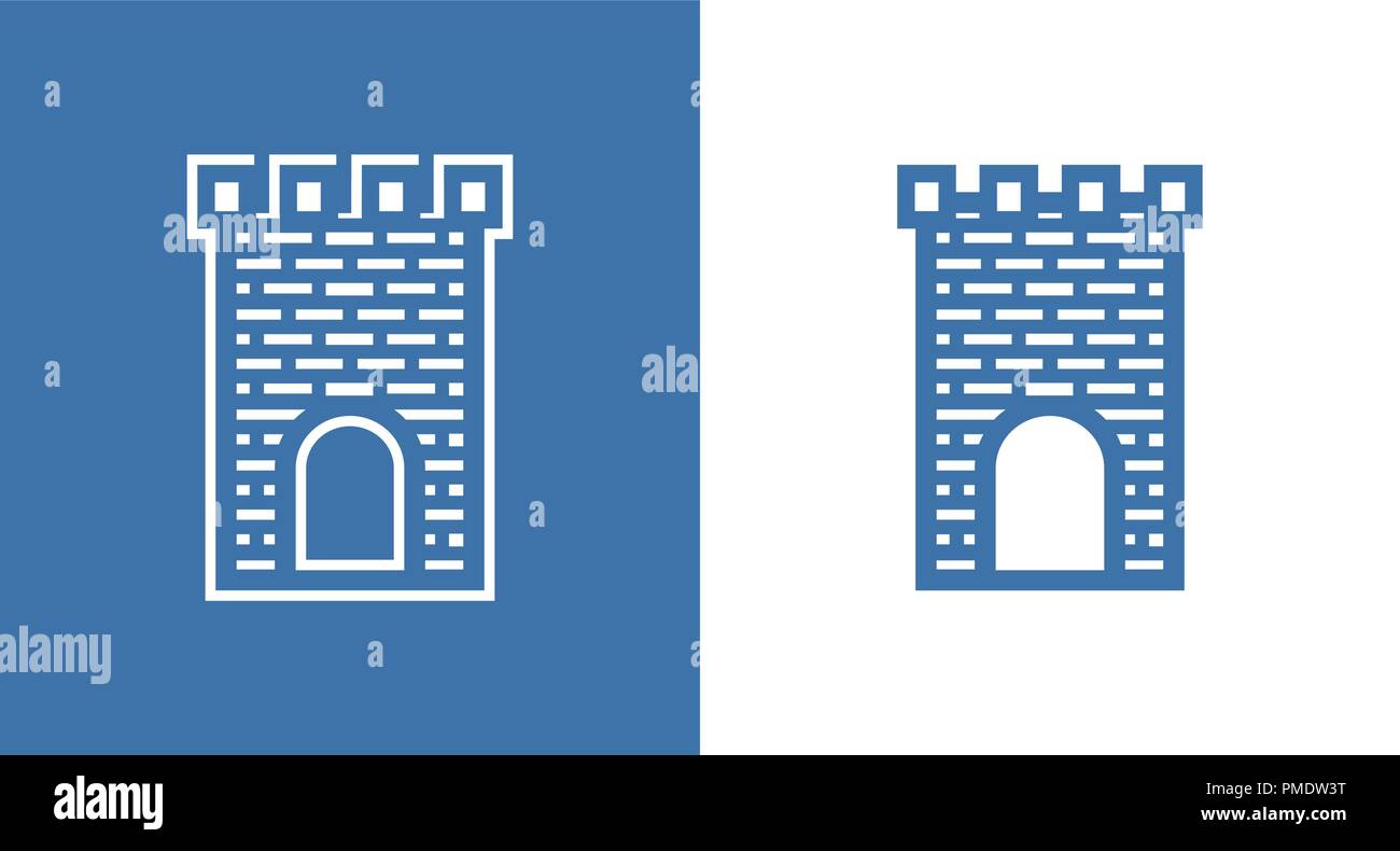 Icône de l'Ecosse médiévale du château. Bâtiment historique européenne Fortless en noir et blanc. Illustration de Vecteur