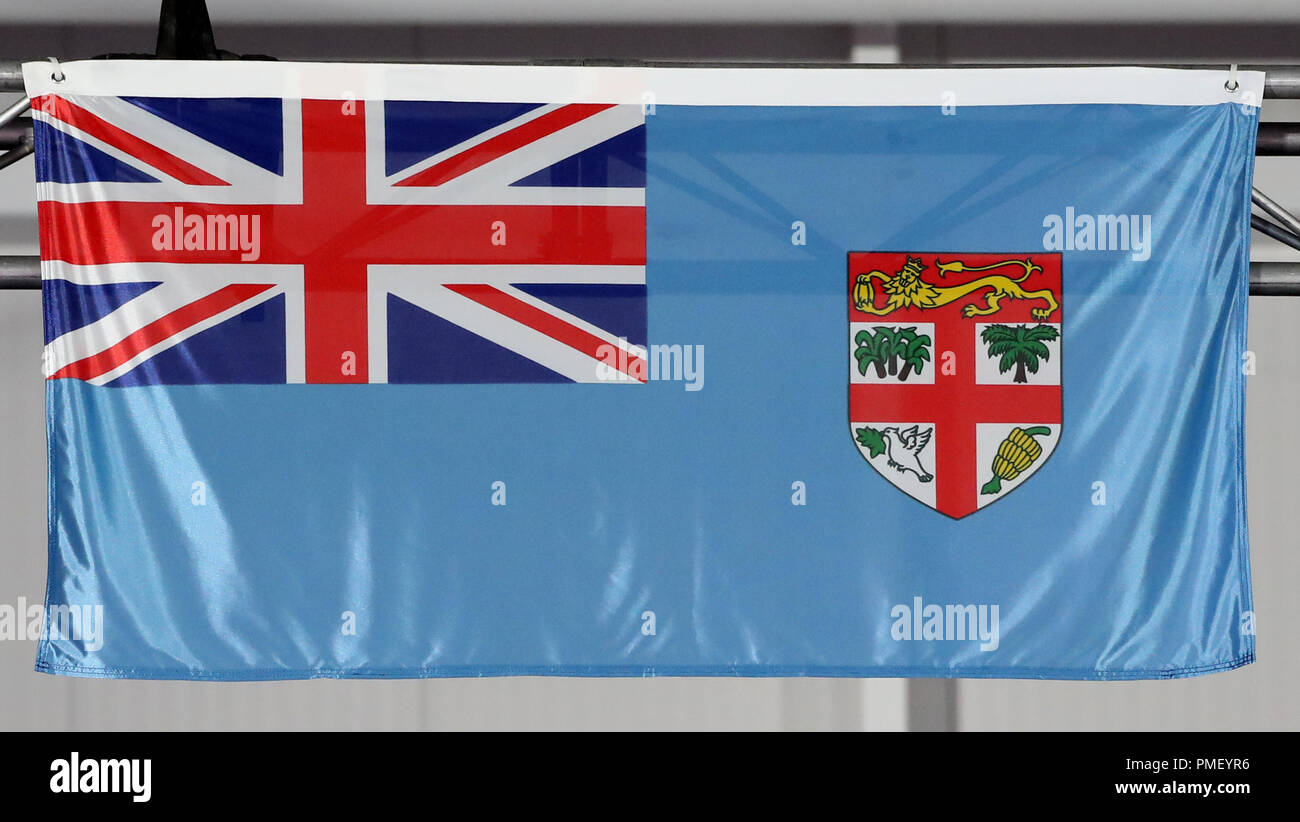 Vue générale du drapeau des Fidji au stade Carrara au cours du septième jour des Jeux du Commonwealth de 2018 sur la Gold Coast, en Australie. APPUYEZ SUR ASSOCIATION photo. Date de la photo: Mercredi 11 avril 2018. Voir PA Story COMMONWEALTH Athletics. Le crédit photo devrait se lire comme suit : Danny Lawson/PA Wire. Banque D'Images