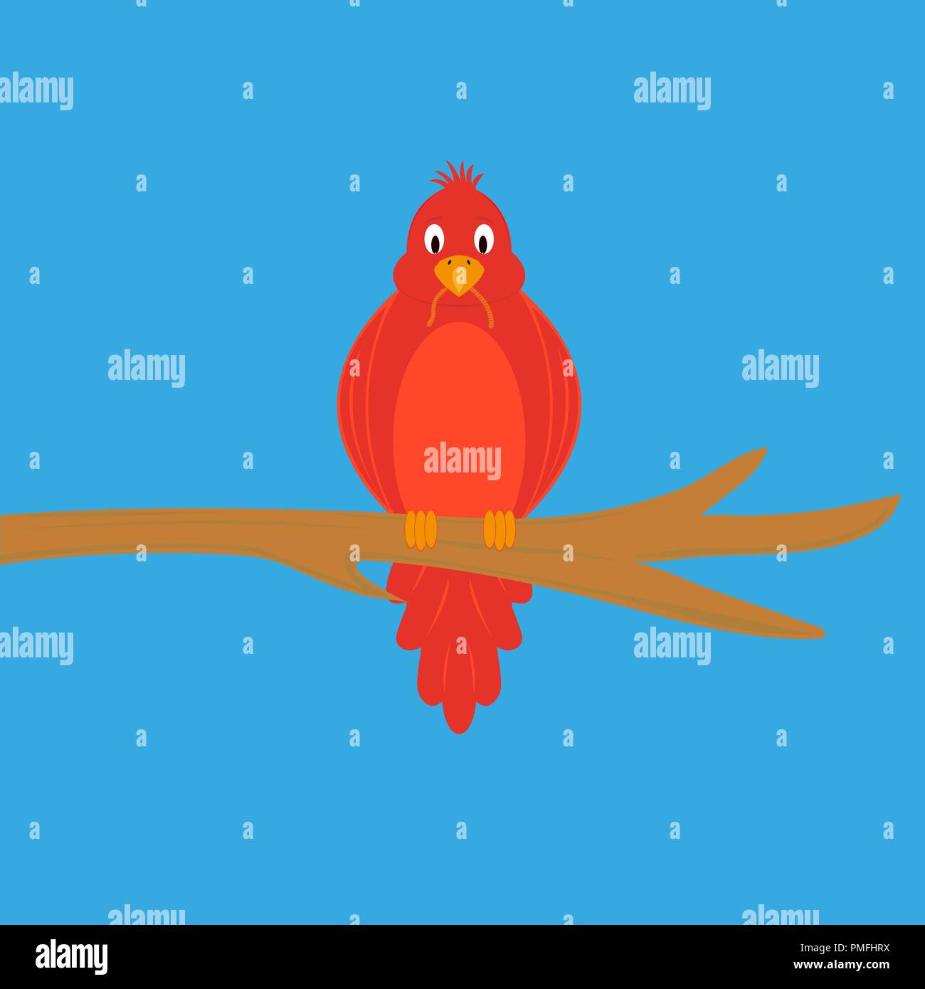 Funny bird avec un ver Illustration de Vecteur