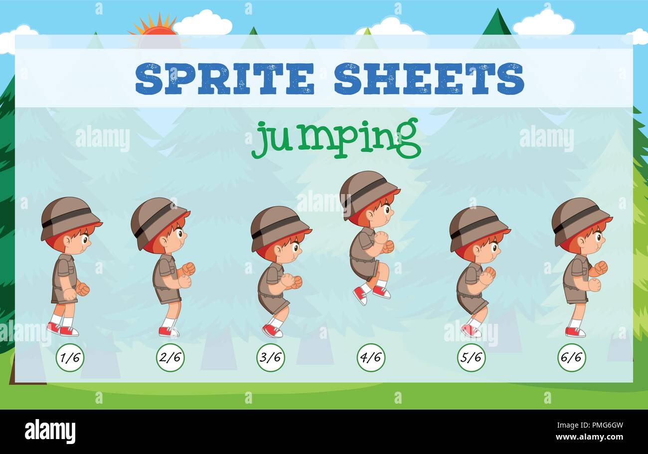 Fiche Modèle Sprite saut illustration Illustration de Vecteur