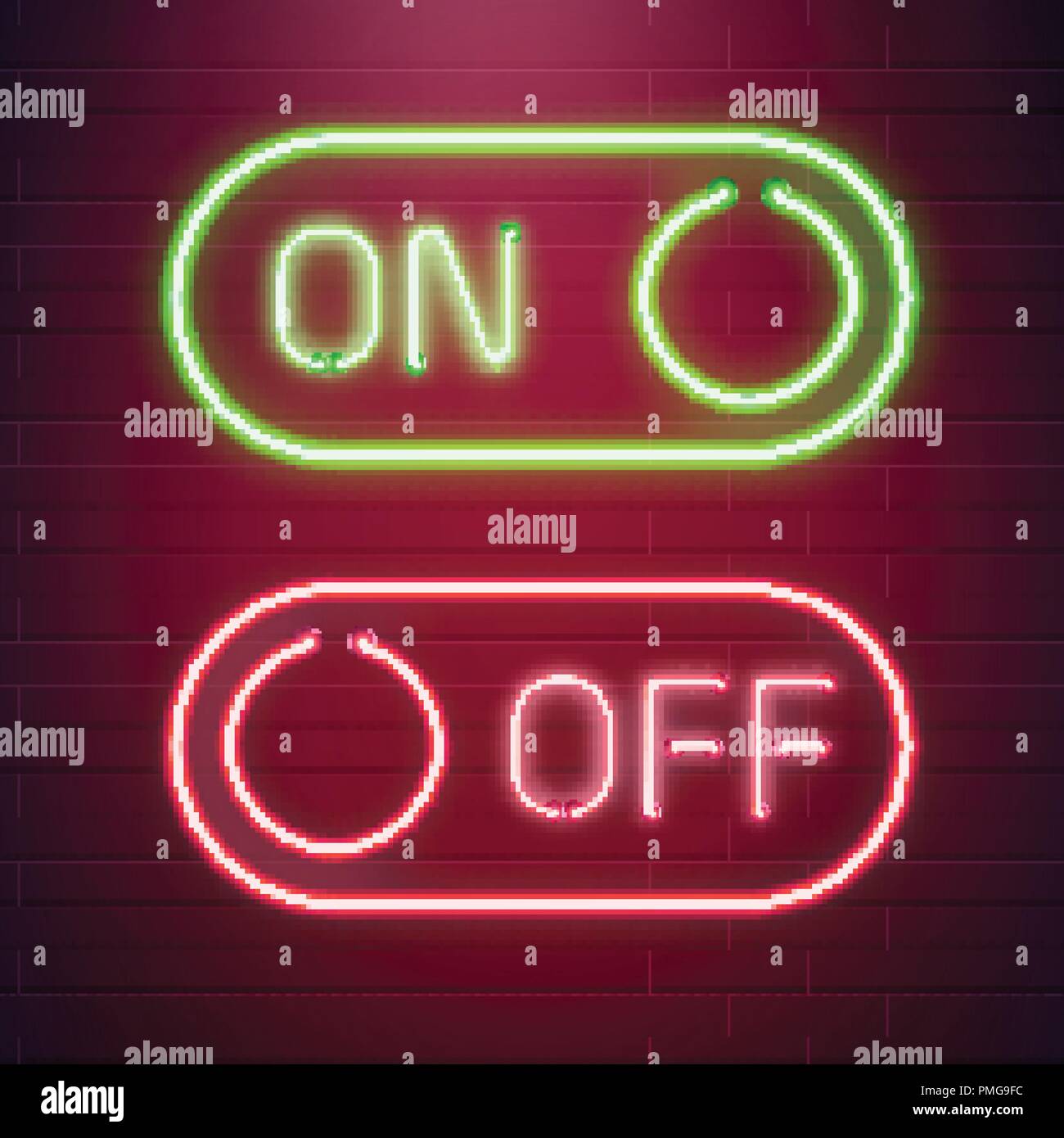 On et Off neon light lampe bouton interrupteur à bascule. Vector illustration. La lumière fluorescente vector illustration Illustration de Vecteur