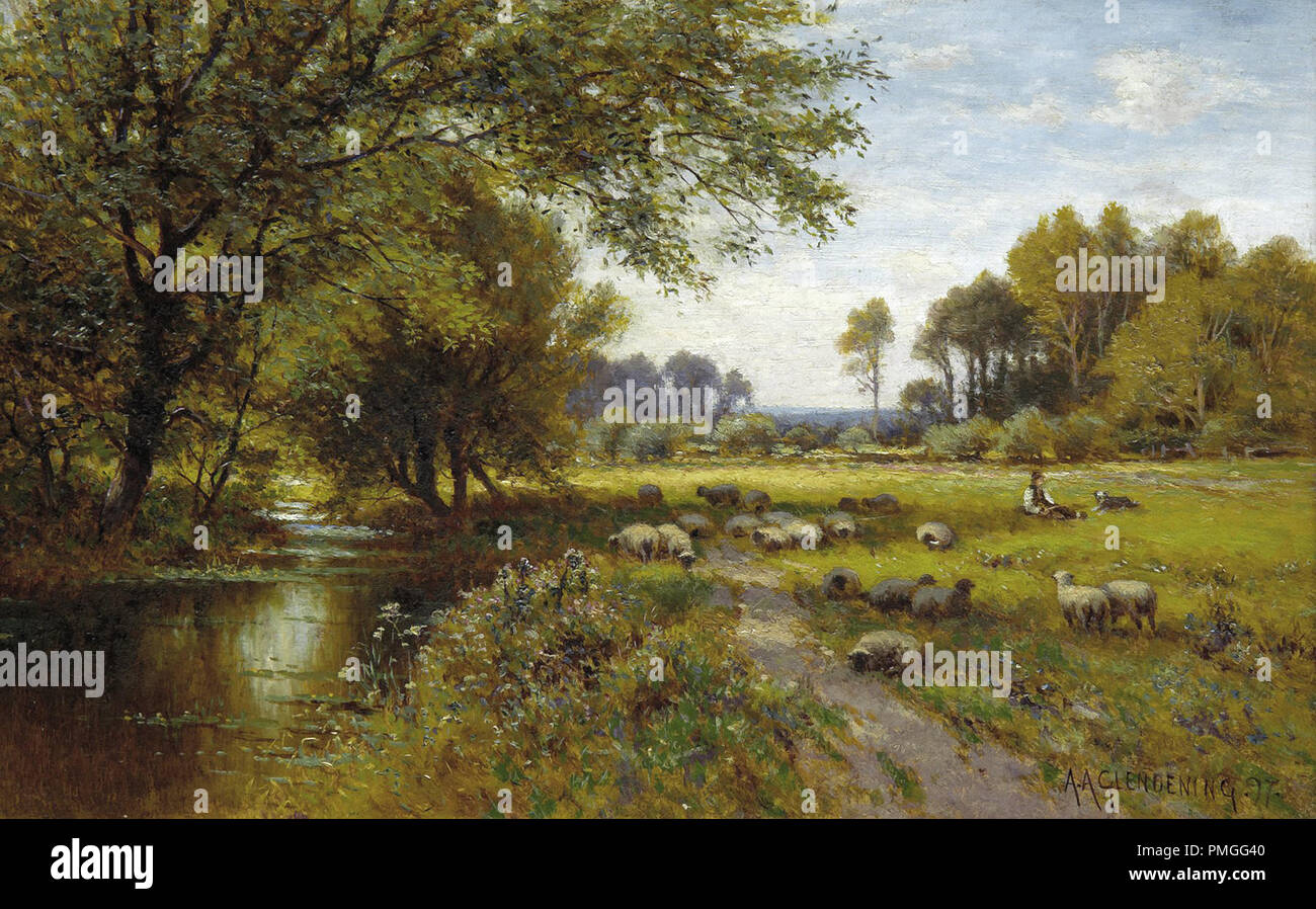 Je Alfred Glendening Août - Vue d'Corfell près de Cambridge Banque D'Images