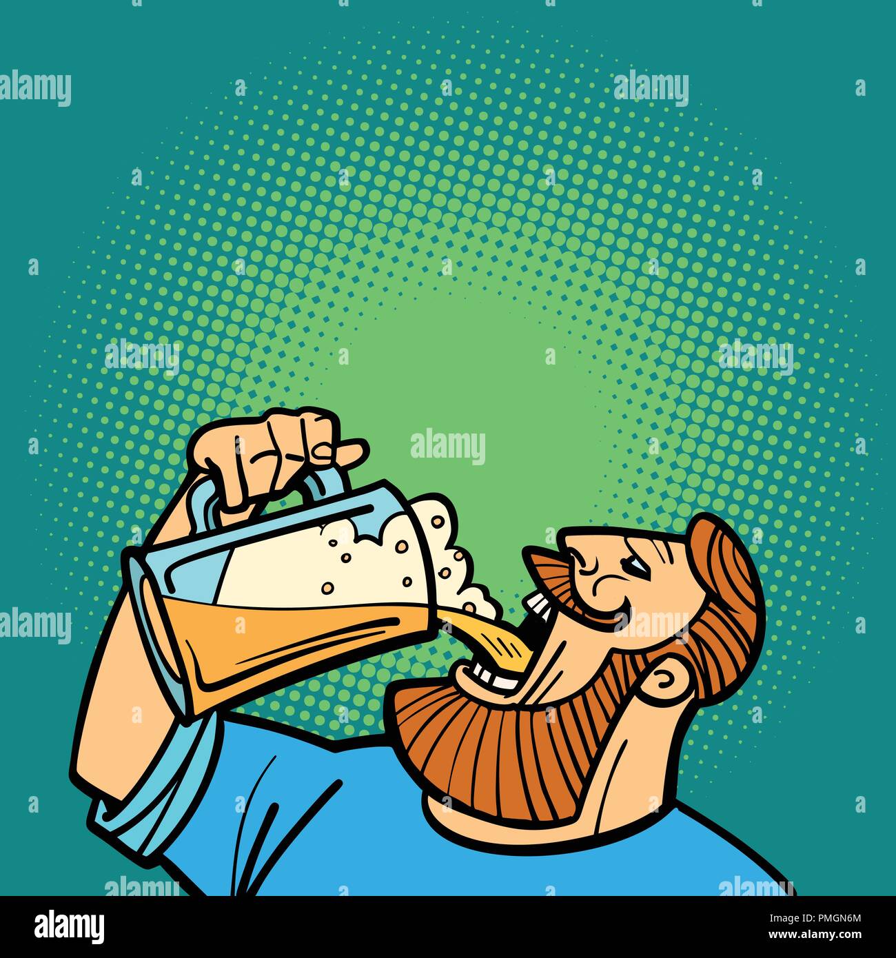 Homme barbu de boire une chope de bière Illustration de Vecteur