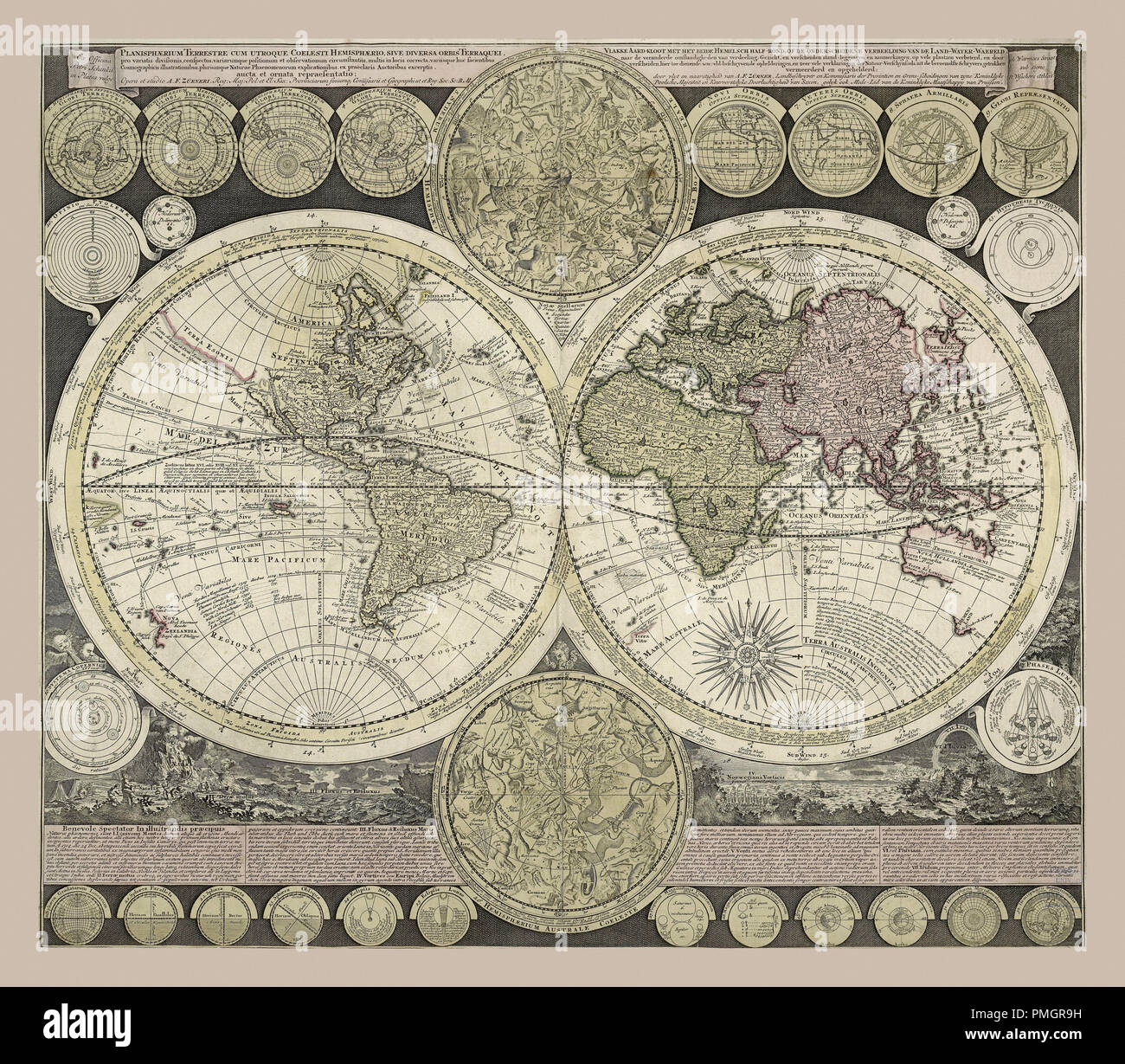 Carte céleste 1710 Banque D'Images