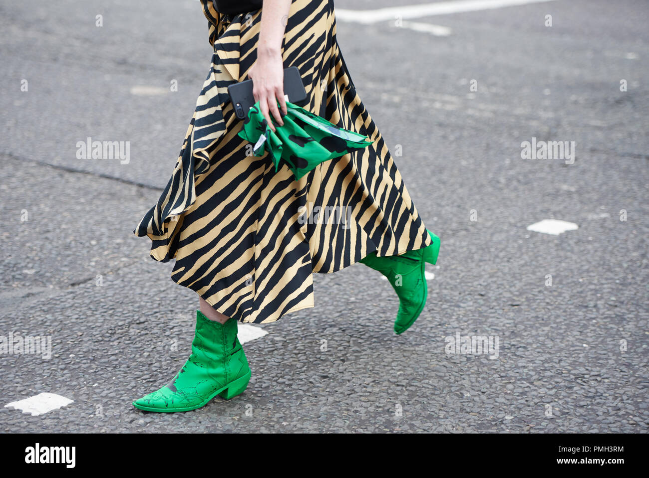 Londres, Royaume-Uni. 17 septembre 2018. Street Style, printemps été 2019, Fashion Week de Londres, UK Crédit : Saira MacLeod/Alamy Live News Banque D'Images