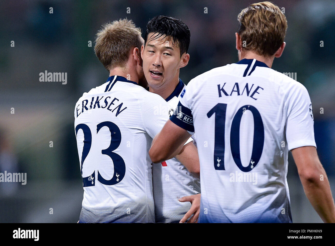 Milan, Italie. 18 septembre 2018. Christian Eriksen de Tottenham Hotspur célèbre le premier but de notation au cours de l'UEFA Champions League Groupe B match entre l'Inter Milan et Tottenham Hotspur au Stadio San Siro, Milan, Italie le 18 septembre 2018. Photo par Giuseppe maffia. 18 Sep, 2018. Credit : AFP7/ZUMA/Alamy Fil Live News Banque D'Images