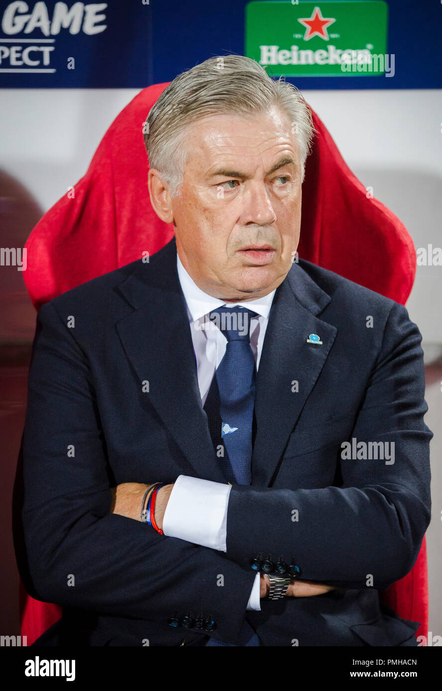 Belgrade, Serbie. 17 Sep, 2018. Carlo Ancelotti d'NapoliUEFA football Ligue des Champions, l'étoile rouge de Belgrade contre Napoli, Belgrade, Serbie. Credit : Nikola Krstic/Alamy Live News Banque D'Images