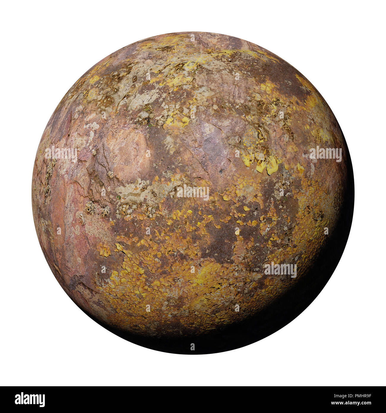 Planète désert exotiques, rocky exoplanet isolé sur fond blanc (espace 3d illustration) Banque D'Images