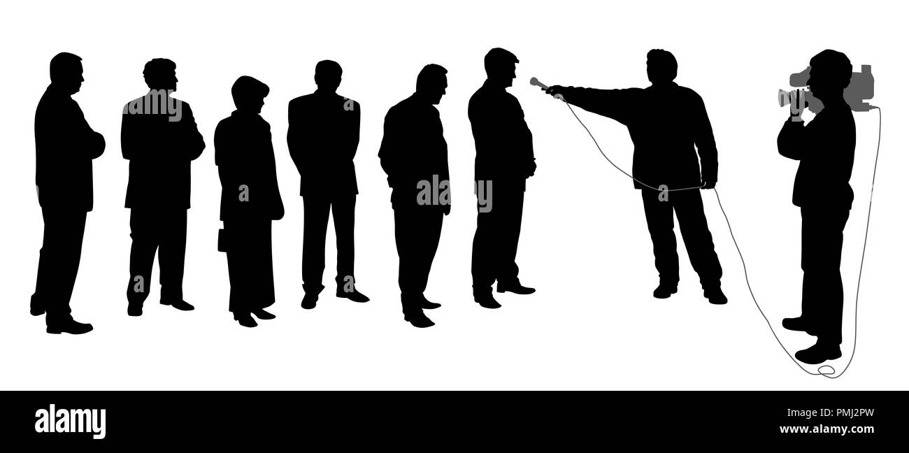 TV radio news interview de groupe d'entreprise ou d'un groupe politique avec les dirigeants de caméraman. Banque D'Images