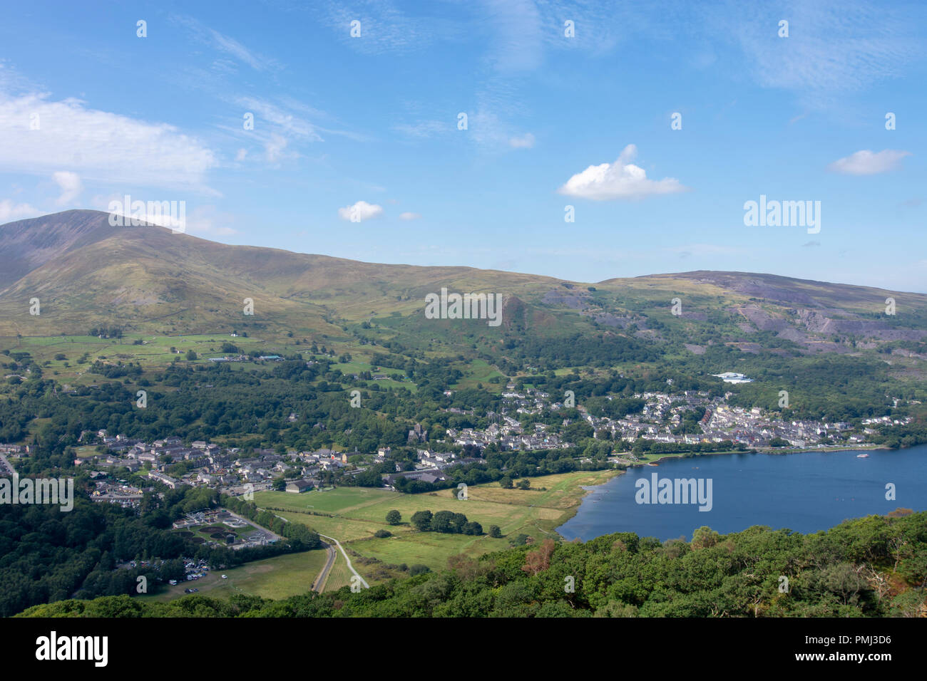 À la carrière de Dinorwig à Llanberis et Llyn Padarn lake Banque D'Images