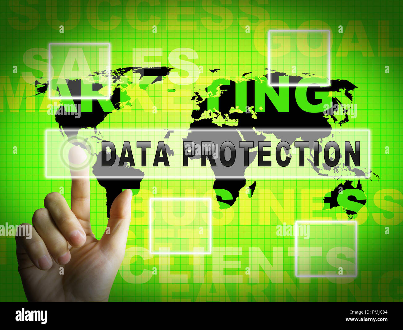 Le projet de loi sur la protection des données de la vie privée Internet 3d illustration montre Protection contre les informations personnelles d'être libéré Banque D'Images