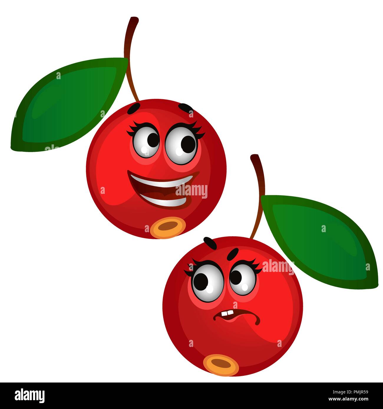 Ribambelle de fruits rouges mûrs rire isolé sur fond blanc. Cartoon Vector illustration close-up. Illustration de Vecteur