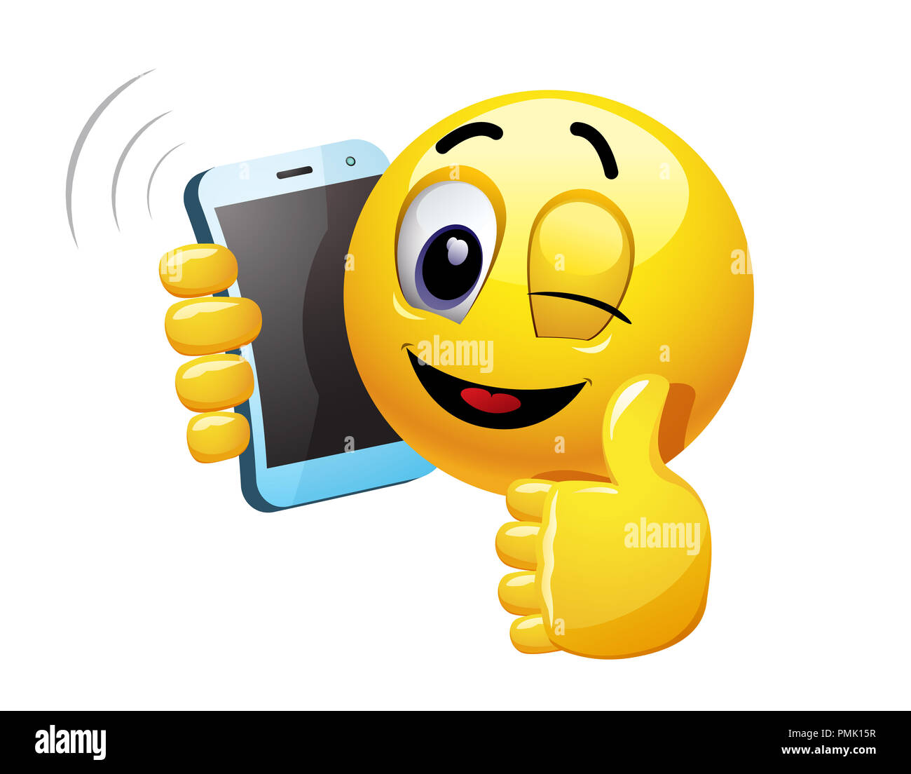 Smiley clignant de parler sur un téléphone. Vector illustration d'un