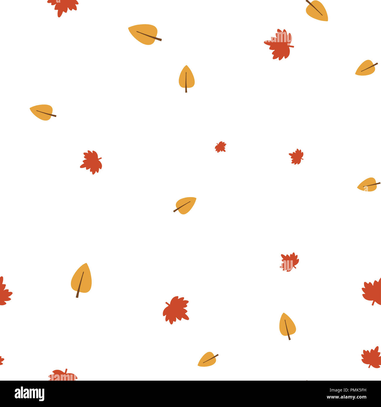 Feuilles de bouleau et d'érable sans motif. illustration. Isolé sur fond blanc. Banque D'Images