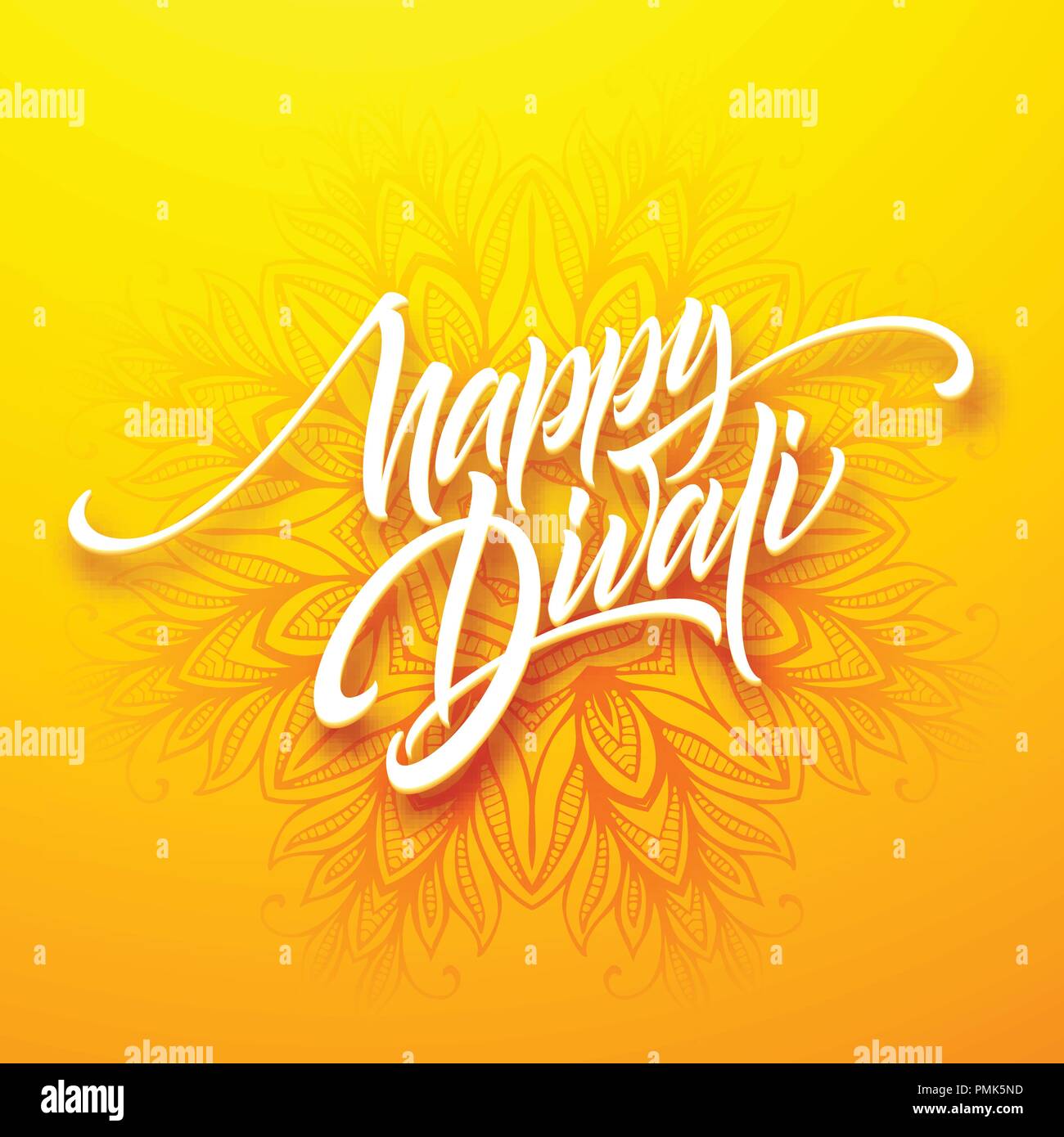 Happy Diwali festival traditionnel indien lettrage de vœux. Vector illustration Illustration de Vecteur