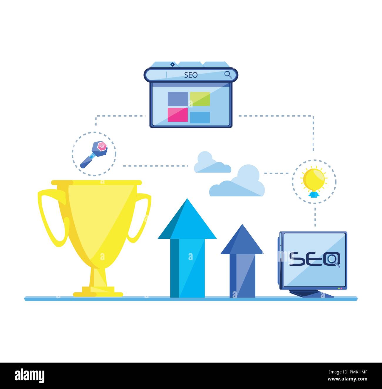 Optimisation du moteur de recherche icônes set vector illustration design Illustration de Vecteur