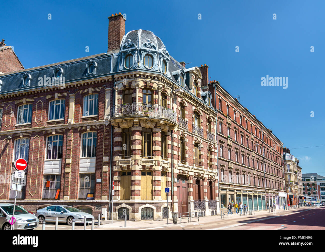 Bâtiment typique dans le centre-ville de Rouen, France Banque D'Images