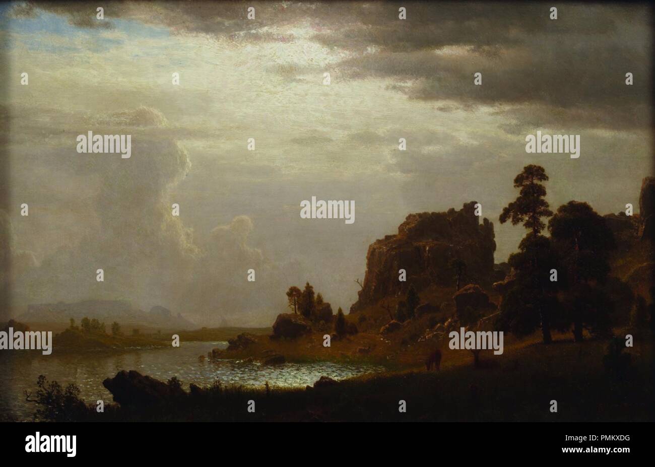 Albert Bierstadt - sur le Sweetwater près de la porte du diable (1860). Banque D'Images