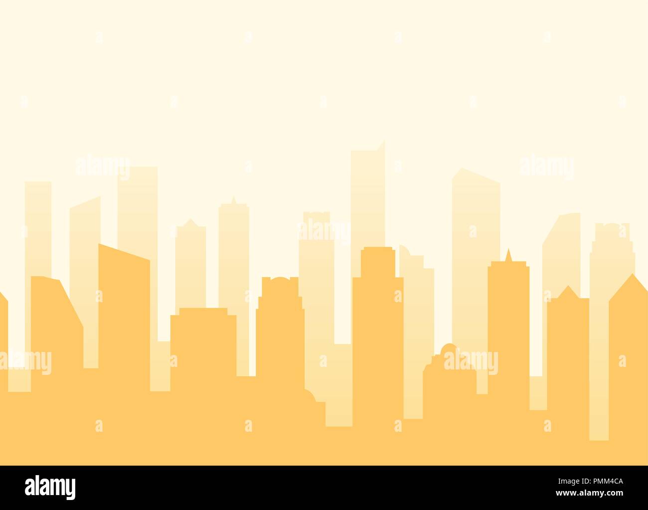 Cityscape Vecteur de fond avec motif transparent. Fond d'écran de senset dans Metropolis couleur jaune. Illustration de Vecteur