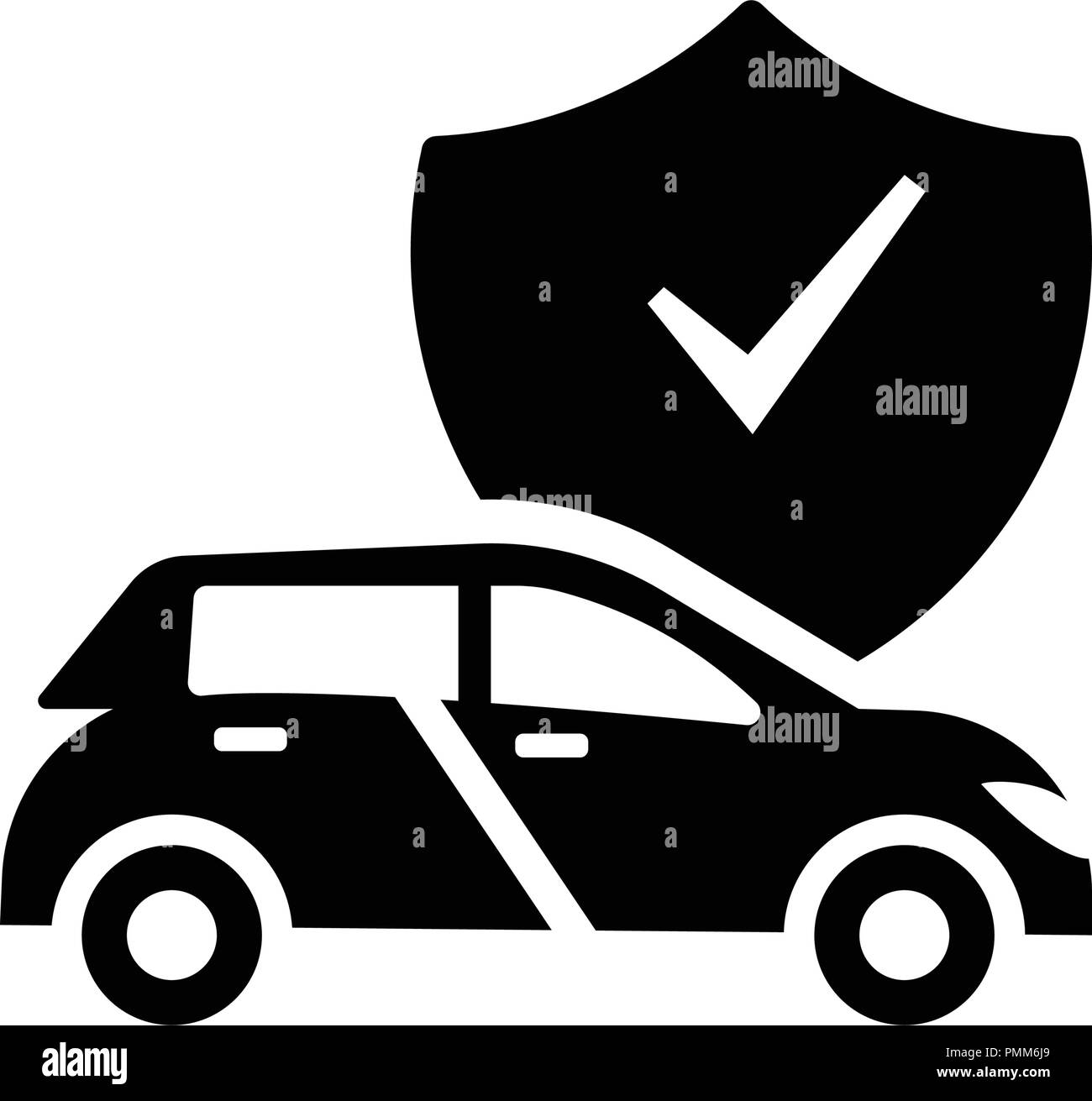 L'icône d'assurance automobile vector black Illustration de Vecteur
