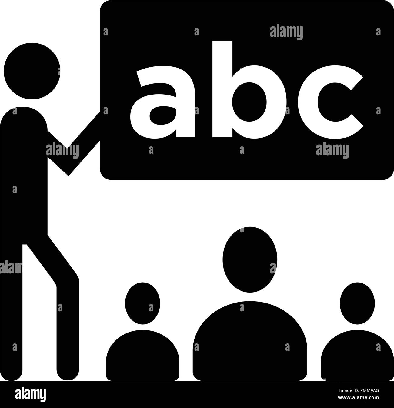 L'icône de classe vector - l'enseignant et l'apprenant, de classe, l'éducation, présentation - symbole noir vector Illustration de Vecteur